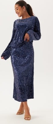Happy Holly Sequin A-line Midi Skirt Midnight blue 32/34