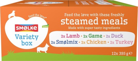 Smolke Våtfôr Smølke Steamed Meals Variasjonsmiks 6 Sorter 12 X 395 G Smolke Våtfôr Smølke Steamed Meals Variasjonsmiks 6 Sorter 12 X 395 G