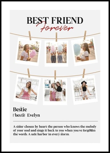 Best Friends Photo Collage Personal Plakat Plakat / 30x40cm Best Friends Photo Collage Personal Plakat Plakat / 30x40cm