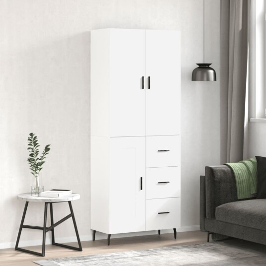 vidaXL Highboard hvit 69,5x34x180 cm konstruert tre 8720845412760