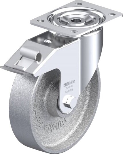 Blickle 763576 Li-G 200Ik-Fi Styrehjul Med Bremse, Hjuldiameter 200 Mm, Bæreevne Maks. 350 Kg, 1 Stk
