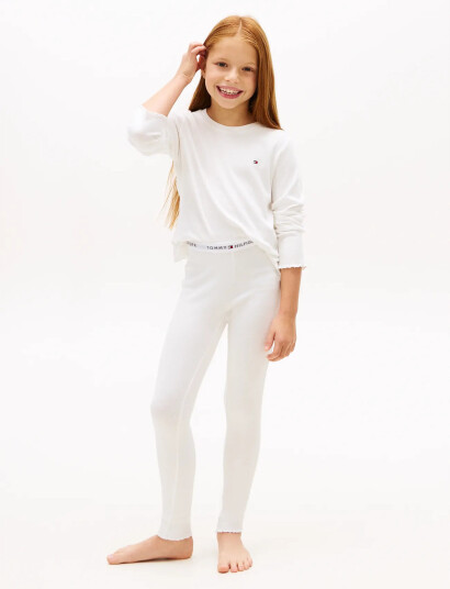 Tommy Hilfiger Pointelle Ls Pj Set Gifting White 128-140
