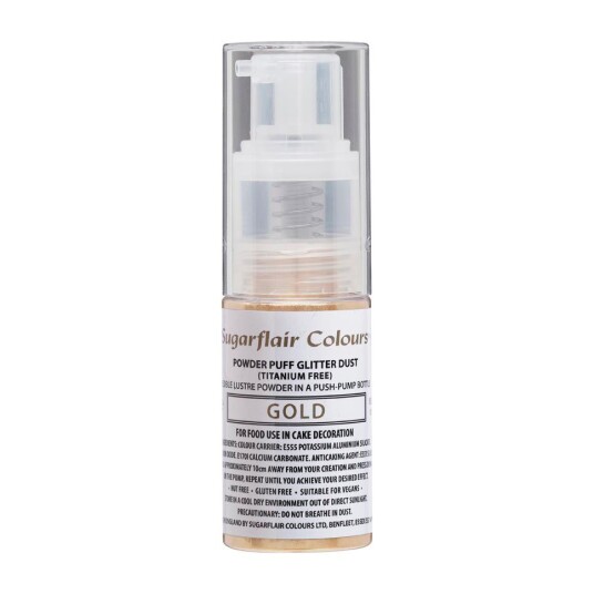 Sugarflair Spiselig Glitterspray  Gull 10g | Slikkepott.No