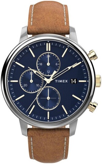 Timex Herreklokke TW2U39000 Blå/Lær Ø45 mm