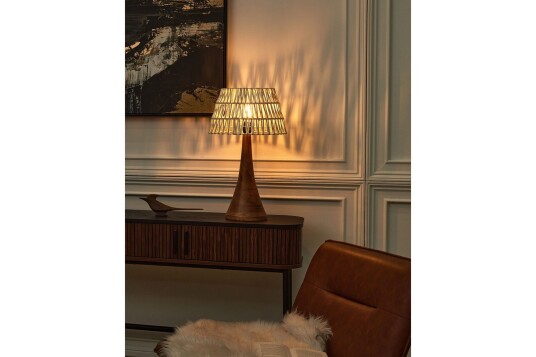Dalino Bordlampe 47 cm E27 Mørkt tre/Beige