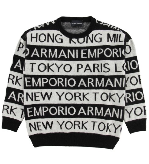 Giorgio Armani Emporio Armani Genser Ull Svart/Hvit Stripet Emporio Armani 10 år 140 Genser
