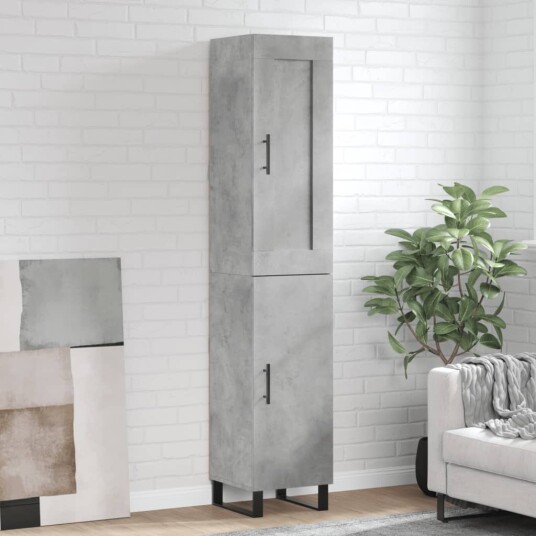 vidaXL Highboard betonggrå 34,5x34x180 cm konstruert tre 8720845495794