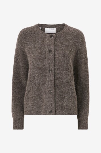 Selected FEMME - Kofte slfLulu LS Knit Short Cardigan - Grå