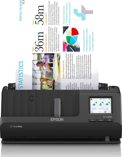 Epson ES-C380W Dupleks A4 Arkmatet Skanner 600 DPI Sort Wi-Fi Epson ES-C380W Dupleks A4 Arkmatet Skanner 600 DPI Sort Wi-Fi