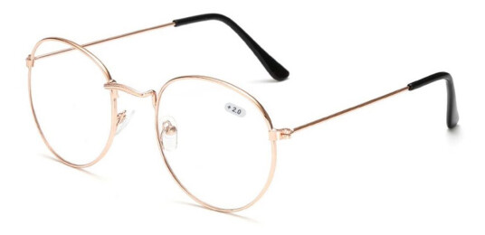 Retro runde lesebriller glassstyrke 2.0 gull