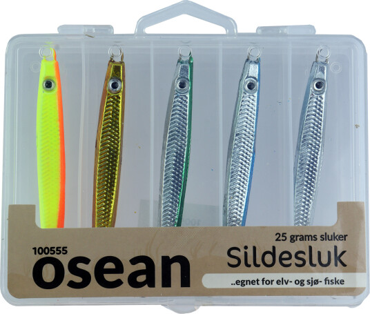 Osean sluksett Sildesluk 5pk 25gr m/slukboks Osean sluksett Sildesluk 5pk 25gr m/slukboks
