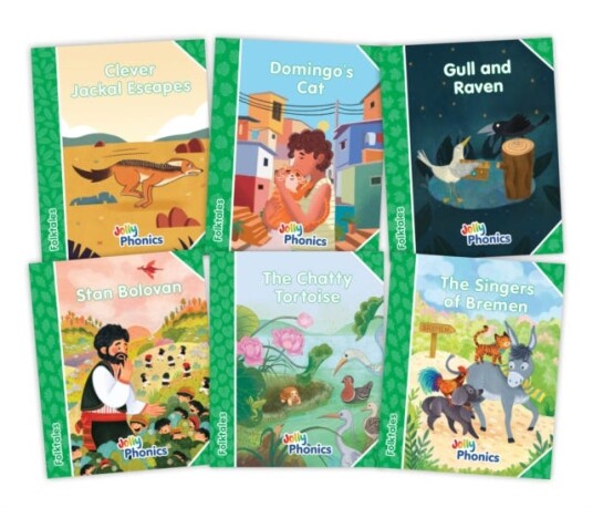 Jolly Phonics Folktales Green Readers (Level 3) Complete Set (16)  in Precursive Letters (British English edition)