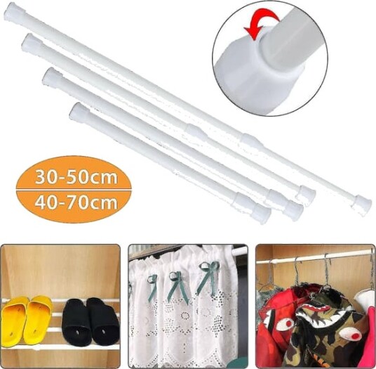 Justerbar gardinstang 2 stk 30cm 50cm