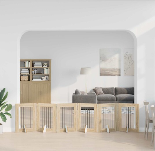 Vidaxl Foldbar Hundegitter Med Stativer 6 Stk. Sonoma Eik 362 cm