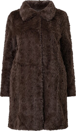 NO. 1 BY OX Frakk av juksepels Fake Fur Coat w Collar Brun