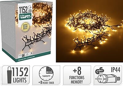 Ki Lysslynge treecluster 1152ledlys ekstra varmhvit ip44 15m