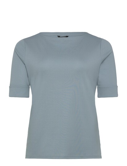 Lauren Women Cotton Boatneck T Shirt   Blue   50 52