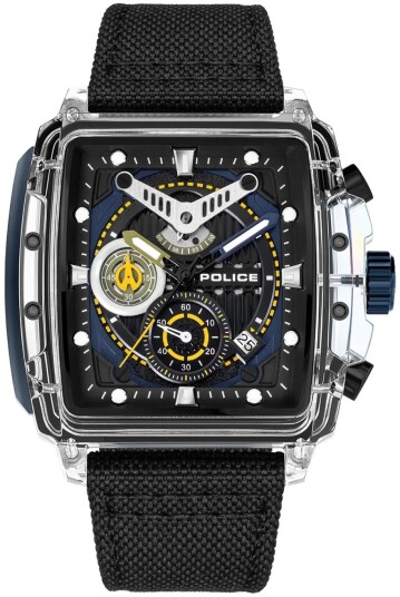 Police Herreklokke PEWGC00770X1 Chrono Blå/Lær