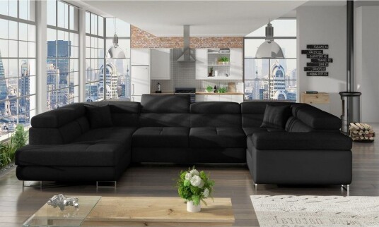 Seksjon Eltap Letto 340x202x90 cm Sawana 14 Soft 11 Svart Venstre