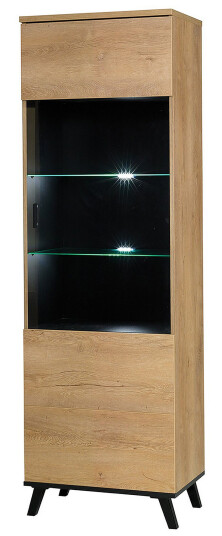 Vitrineskap Prawa 40x61 cm LED belysning Eik/Svart