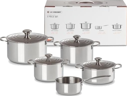 Le Creuset Signature Kokesett i rustfritt st??l ??? 5 deler Le Creuset Signature Kokesett i rustfritt st??l ??? 5 deler