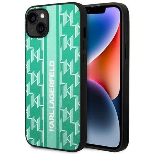 Karl Lagerfeld Mobildeksel iPhone 14 Plus 6,7" Grønn Monogram Stripe Hardcase