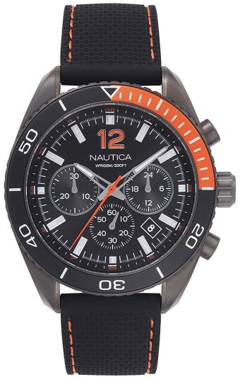 Nautica Herreklokke NAPKBN008 Sort/Gummi Ø46 mm