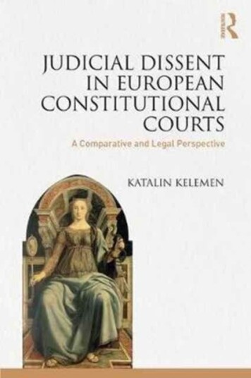 Judicial Dissent in European Constitutional Courts A Comparative and Legal Perspective