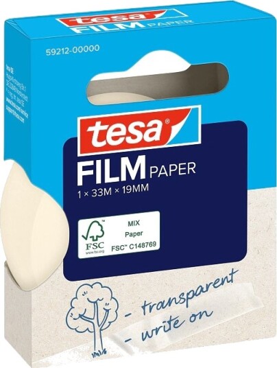 Tesa Tesa Film Paper Tape 33M 19Mm 1 Rull Sammenleggbar Eske 59212 00000 00