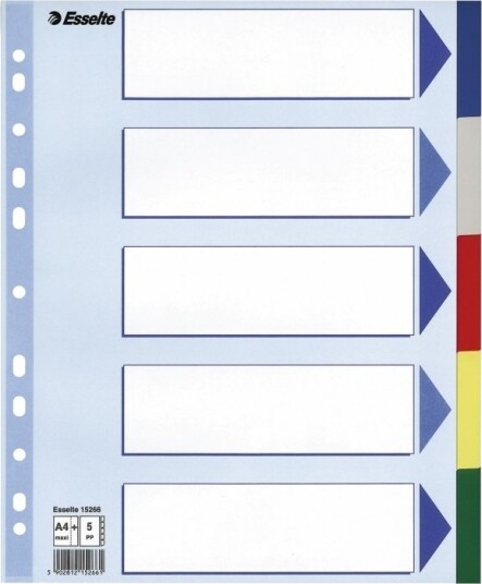 Esselte   Inndeler   5 Deler   For A4 Maxi   Med Fliker   For P/N: 48083 48086 48087