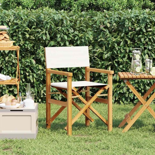 Sammenleggbare regissørstol kremhvit heltre teak Sammenleggbare regissørstol kremhvit heltre teak