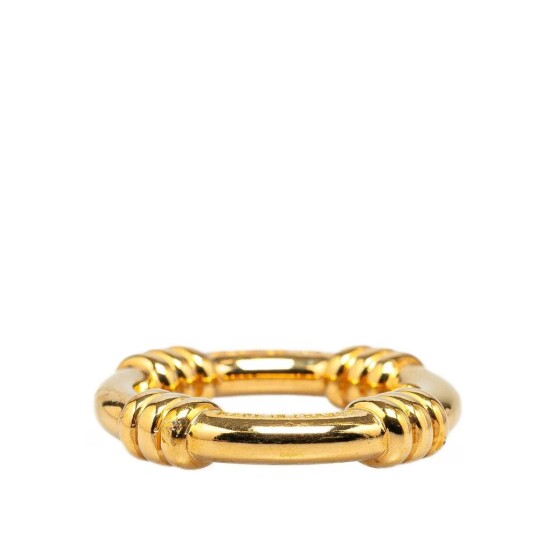 Pre-owned Hermès Gold Plated Bouet Scarf Ring Gold