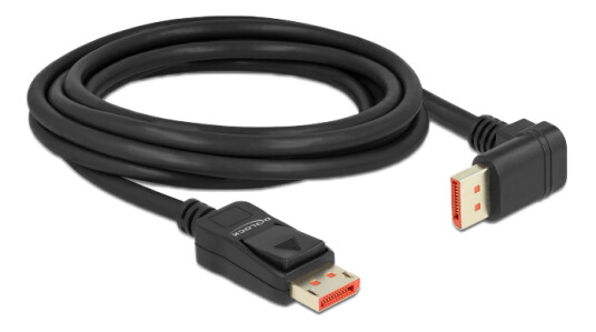 Delock 3m DisplayPort-kabel 8K 60Hz med 90° vinklet kontakt