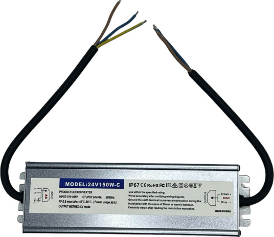 150W / 24V DC strømforsyning 6.25A IP67 vanntett 150W / 24V DC strømforsyning 6.25A IP67 vanntett