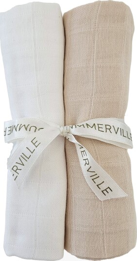 Summerville Organic Musselinteppe 2-Pakk Sandshell/White Summerville Organic Musselinteppe 2-Pakk Sandshell/White