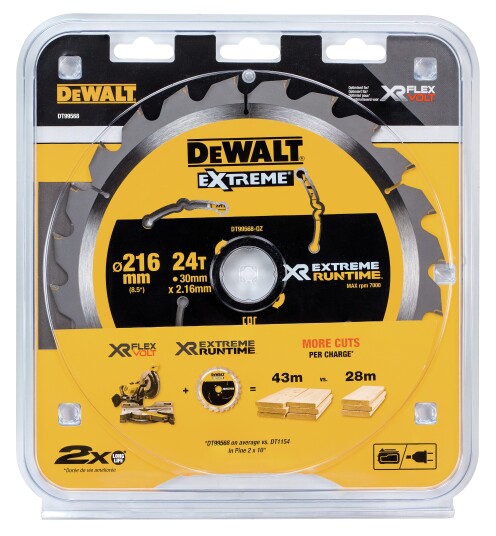 Dewalt 216mm Sirkelsagblad med 24 Tenner for Tre - DT99568 Dewalt 216mm Sirkelsagblad med 24 Tenner for Tre - DT99568