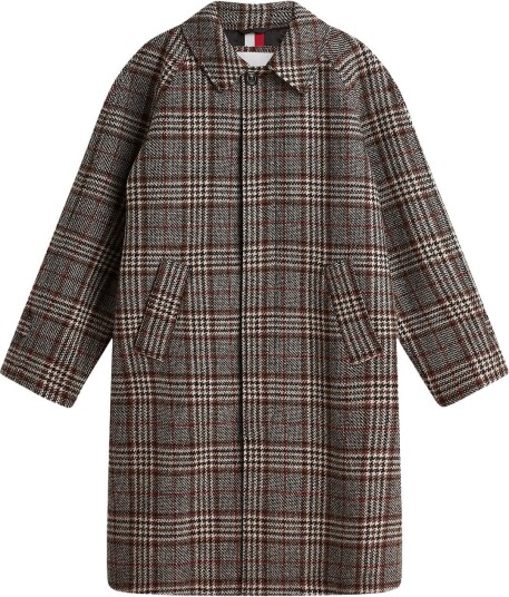 Tommy Hilfiger Wool Check Coat   BROWN GLENN CHECK   M