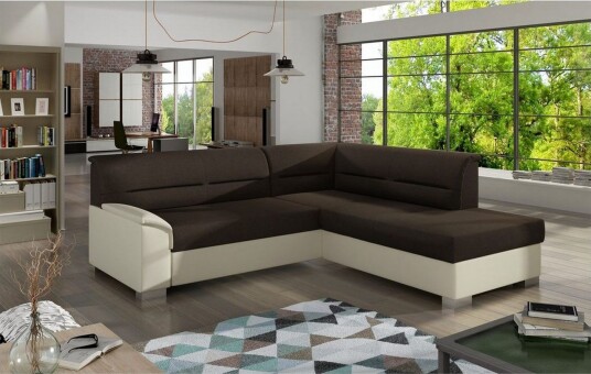 Seksjon Eltap Bergen 247x214x83 cm Sawana 26 Soft 33 Mørk brun Beige Høyre