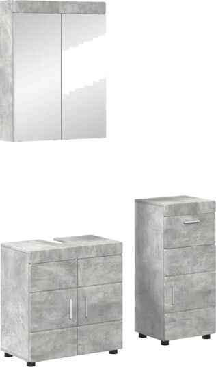 vidaXL Baderomsinnredningssett TULUM 3 pcs Betonggrå 60 x 34 x 63 cm