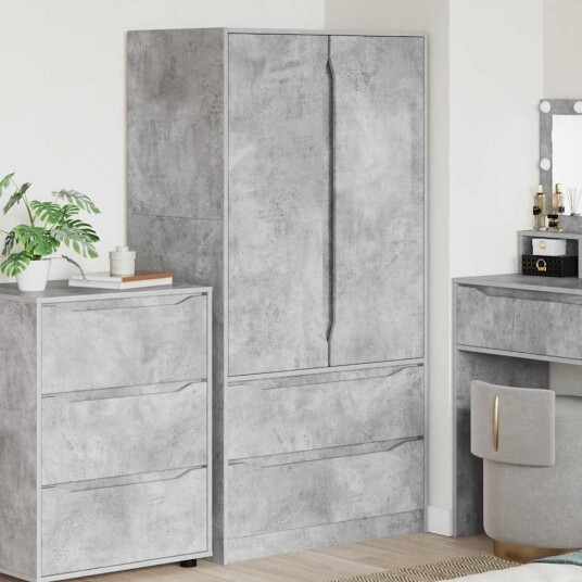 Baderomsskap Betonggrå 79,5 x 49 x 156 cm Konstruert tre