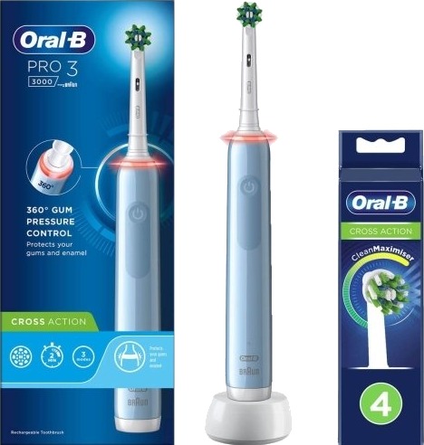 Oral-B Pro 3 3000 Elektrisk Tannbørste Blå med 3 Pusseprogrammer Oral-B Pro 3 3000 Elektrisk Tannbørste Blå med 3 Pusseprogrammer