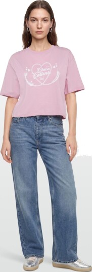 Replay Cropped O.size Jersey T Shirt Pink S
