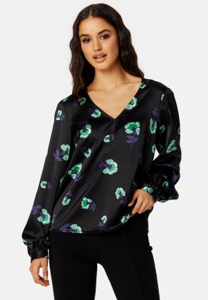 Object Collectors Item Agafia L/S Top Black AOP:Fern green 40