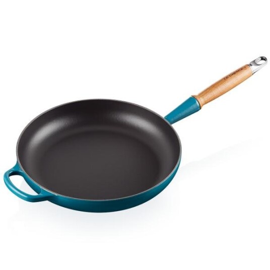 Le Creuset - Stekepanne m/trehåndtak 28 cm deep teal Le Creuset - Stekepanne m/trehåndtak 28 cm deep teal