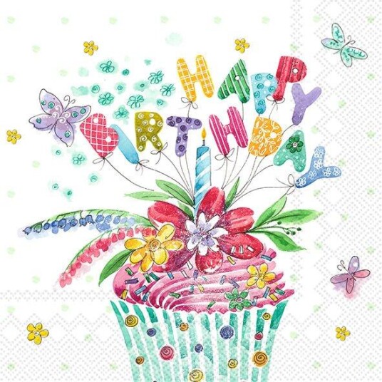 Birthday Cupcake servietter
