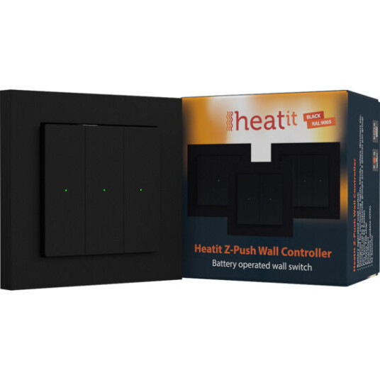 Heatit - Z-Push Veggkontroller - Sort - 4512694 Heatit - Z-Push Veggkontroller - Sort - 4512694