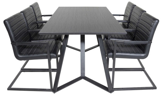 Venture Design Marina & Art spisegruppe Svart/svart 6 st stoler & bord 180 x 90 cm