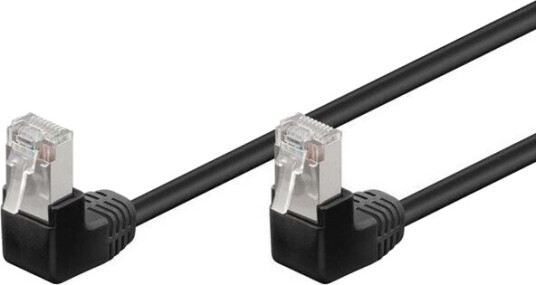 Pro 0,25m Cat 5E Nettverkskabel med 2x90° Kontakter - Svart