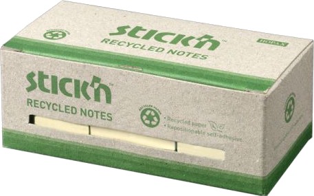 Notesblok 38X51mm 100% Genbrugt 100 Blad 12 Pakke Pastelgul
