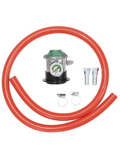 cozze ® regulatorsett med regulator med manometer, slange 1,1 meter og strammebånd DK/NO/EU